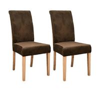 AIMENJOY Stretchy Chair Covers Dining Chair Covers Velvet Fabric Chair Slipcovers Seat Covers for Dining Room Kitchen Banquet Hotel Home Decor (Brown,2)