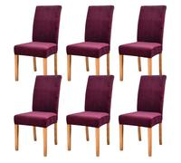 AIMENJOY Stretchy Chair Covers Dining Chair Covers Velvet Fabric Chair Slipcovers Seat Covers for Dining Room Kitchen Banquet Hotel Home Decor (Purple Dark,6)