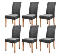 AIMENJOY Stretchy Chair Covers Dining Chair Covers Velvet Fabric Chair Slipcovers Seat Covers for Dining Room Kitchen Banquet Hotel Home Decor (Grey Dark,6)