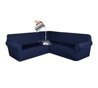 AIMENJOY Waterproof Corner Sofa Covers, 3 Pieces Sectional Sofa Cover L Shape 5/7 Seater Corner Couch Covers, Stretch Sofa Slipcover Non Slip Furniture Protector For Living Room (Navy,5 Seater)