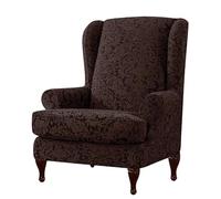 AIMENJOY Wingback Chair Covers 2 Piece Set - 2 IN 1 Design Armchair Covers Solid Soft Wing Back Chair Cover Stretch Wing Chair Slipcover Furniture Protector for Living Room Bedroom Hotel (A- Bronze)