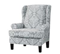AIMENJOY Wingback Chair Covers 2 Piece Set - 2 IN 1 Design Armchair Covers Solid Soft Wing Back Chair Cover Stretch Wing Chair Slipcover Furniture Protector for Living Room Bedroom Hotel (B- Grey 1)