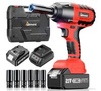 Aiment Cordless Impact Wrench 1/2 inch, 550 Ft-lbs Max Torque(700NM), 21V 3000RPM Brushless Power Impact Gun, 4.0Ah Li-ion Battery with Fast Charger, 6Pcs Sockets, Electric Impact Driver for Car Home