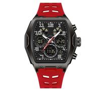 AIMES Men Watches Stylish Casual Multifunction Big Square 5ATM Waterproof Watches for Men Digital Analog Dual Time Countdown Stopwatch Wristwatch Silicone Strap Date Gift Mens Wrsit Watch Silver