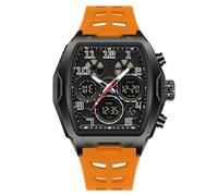 AIMES Men Watches Stylish Casual Multifunction Big Square 5ATM Waterproof Watches for Men Digital Analog Dual Time Countdown Stopwatch Wristwatch Silicone Strap Date Gift Mens Wrsit Watch Silver