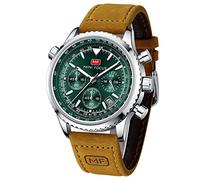 AIMES Mens Watches for Men Casual Chronograph Waterproof Sport Military Watch Analog Quartz Movement Stylish Luxury Dress Wrist Watch Elegant Gift Watch for Men, A2-brown green, Fashion casual sport