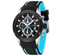 AIMES Mens Watches for Men Casual Chronograph Waterproof Sport Military Watch Analog Quartz Movement Stylish Luxury Dress Wrist Watch Elegant Gift Watch for Men, black blue, Chronograph