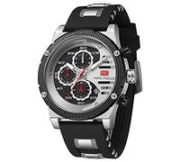 AIMES Mens Watches for Men Casual Chronograph Waterproof Sport Military Watch Analog Quartz Movement Stylish Luxury Dress Wrist Watch Elegant Gift Watch for Men, A3-Silver black, Fashion casual sport