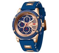 AIMES Mens Watches for Men Casual Chronograph Waterproof Sport Military Watch Analog Quartz Movement Stylish Luxury Dress Wrist Watch Elegant Gift Watch for Men, A3-Rose blue, Fashion casual sport
