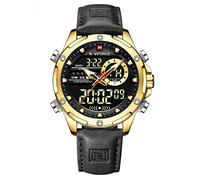 AIMES Mens Watches Military Sport Waterproof Chronograph Watch Luminous Silicon Strap Casual Watches for Men Fashion Analog Quartz Business Wrist Watch Clock, B2-Gold black, Chronograph,Digital