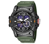 AIMES Men's Watches Outdoor Sports Waterproof Military Watch Tactical Digital Analog Wrist Watch Date Multi Function Led Large Face Alarm Stopwatch for Man, Army green, L, Digital