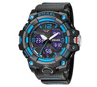 AIMES Men's Watches Outdoor Sports Waterproof Military Watch Tactical Digital Analog Wrist Watch Date Multi Function Led Large Face Alarm Stopwatch for Man, C-Blue Black, Mens Gifts Fashion Casual Sport Miliatry Waterproof Military Mens Watches