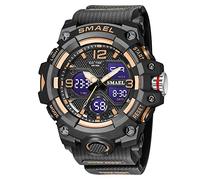 AIMES Men's Watches Outdoor Sports Waterproof Military Watch Tactical Digital Analog Wrist Watch Date Multi Function Led Large Face Alarm Stopwatch for Man, C-Rose Gold, L, Fashion Casual Sport