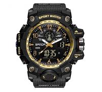 AIMES Mens Watches Sports Outdoor Waterproof Military Watch for Men Tactical Watch Analog Digital Date Alarm Stopwatch Multi-Function Tactics Big Face Wristwatch for Men, black gold-3169, Sport Casual