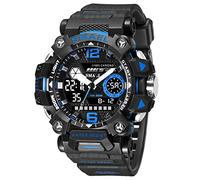 AIMES Mens Watches Sports Outdoor Waterproof Military Watch for Men Tactical Watch Analog Digital Date Alarm Stopwatch Multi-Function Tactics Big Face Wristwatch for Men, 8072-Black blue, Sport Casual
