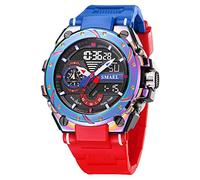 AIMES Mens Watches Sports Outdoor Waterproof Military Watch for Men Tactical Watch Analog Digital Date Alarm Stopwatch Multi-Function Tactics Big Face Wristwatch for Men, A-Red blue, sports casual
