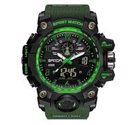 AIMES Mens Watches Sports Outdoor Waterproof Military Watch for Men Tactical Watch Analog Digital Date Alarm Stopwatch Multi-Function Tactics Big Face Wristwatch for Men, army green-3169, Sport Casual