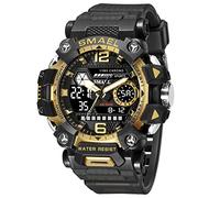 AIMES Mens Watches Sports Outdoor Waterproof Military Watch for Men Tactical Watch Analog Digital Date Alarm Stopwatch Multi-Function Tactics Big Face Wristwatch for Men, 8072-Black gold, Luxury