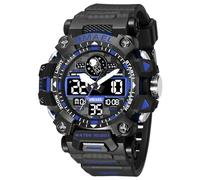 AIMES Mens Watches Sports Outdoor Waterproof Military Watch for Men Tactical Watch Analog Digital Date Alarm Stopwatch Multi-Function Tactics Big Face Wristwatch for Men, 8078-Black blue, sports