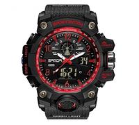 AIMES Mens Watches Sports Outdoor Waterproof Military Watch for Men Tactical Watch Analog Digital Date Alarm Stopwatch Multi-Function Tactics Big Face Wristwatch for Men, black red-3169, Sport Casual