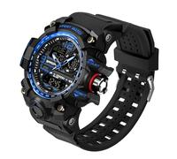 AIMES Men's Watches Sports Outdoor Waterproof Military Wrist Watch Tactical Date Multi Function Large Face LED Alarm Stopwatch for Men, Blue, running