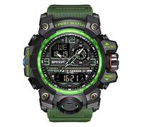 AIMES Men's Watches Sports Outdoor Waterproof Military Wrist Watch Tactical Date Multi Function Large Face LED Alarm Stopwatch for Men, 3133-Green, Sport Casual Fashion Dress
