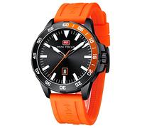AIMES Mens Watches Stylish Orange Casual Sports Quartz Military Watch for Men Luminous Calendar with Silicone Band Waterproof Fashion Wristwatch, Orange, Fashion casual sport dress business watch