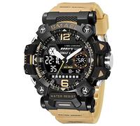 AIMES Men's Watches Tactical Outdoor Sports Waterproof Military Watch Analog Digital Date Multi Function Large Dual Display Mens Wristwatch, 8072-Khaki, Sport Casual Fashion Dress