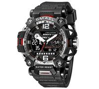 AIMES Men's Watches Tactical Outdoor Sports Waterproof Military Watch Analog Digital Date Multi Function Large Dual Display Mens Wristwatch, 8072-Black white, Sport Casual Fashion Dress