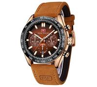 AIMES Watch for Men Sport Military Waterproof Chronograph Mens Watches Analog Quartz Big Face Classic Stylish Fashion Casual Designer Business Work Wrist Watch Elegant Gift for Men, Brown Coffee,