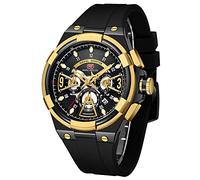 AIMES Watch for Men Sport Military Waterproof Chronograph Mens Watches Analog Quartz Big Face Classic Stylish Fashion Casual Designer Business Work Wrist Watch Elegant Gift for Men, black gold 2,