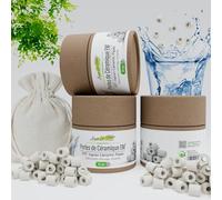 Aimez La Nature EM® 35 Ceramic Beads with Pretty Ecological Pack and Certified Organic Cotton Bag, Natural Purifier Water Tap, Water Filtration for Carafe Kettle, Washing Machine, Dishwasher