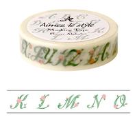 Aimez le style Alphabets with flowers Japanese Washi Tape 15mm x 12 m