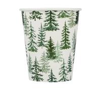 AimFun 100 Pcs Christmas Tree Paper Cups Pine Trees Holiday Party Cup Xmas Winter Forest 9oz Disposable Hot Cold Drinkware for Chocolate Coffee Tea Drinks