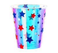 AimFun 25 Patriotic Plastic Cups Iridescent Americana Stars Party Cups 12oz 4th of July Red Blue White Disposable Drinking Cups for Memorial Flag Labor Independence Day Party & Events