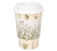 AimFun 50Pcs Floral Disposable Coffee Cups with Lids and Sleeves Vintage Botanical Herb 12oz To Go Party Paper Drinking Cups for Spring Summer Birthday Weddings Bridal Shower Party Supplies