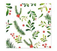 AimFun Christmas Holly Berry Paper Napkins, Red Green Winter Design, 2-Ply, 6.5 Inch Square, 100 Count, Disposable Luncheon Napkins for Holiday Party (Holly Berries)