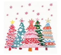 AimFun Christmas Trees Paper Napkins, Winter Colorful Tree Design, 2-Ply, 6.5 Inch Square, 100 Count, Disposable Luncheon Napkins for Holiday Party (Pink Trees)