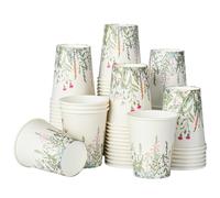 AimFun Floral Party Cups Vintage Botanical Paper Cups 9oz Wildflower Herb Beverage Disposable Drinking Cups for Birthday Bridal Shower Easter Party Supplies (100, Vintage Botanical)