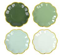 AimFun Sage Green Party Plates Gradient Green Dessert Paper Plates 7inch Gold Foil Scalloped Edge Disposable Cake Plates for Birthday Bridal Baby Shower Wedding Party Supplies (24, Sage Green)
