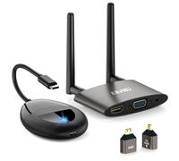 AIMIBO USB C & HDMI Transmitter and Receiver 4K Decode, 5GHz/1080P HD Wireless HDMI Extender with VGA, Casting Video/Audio from Laptop, TV Box, Camera, Phone, Tablet CCTV to TV, Projector Monitor, 50M