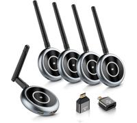 AIMIBO Wireless HDMI Transmitter and 4 Receivers 5.8G - Up to 6 TVs - Streaming 1080P@60Hz Video Wireless HDMI Extender Adapter for Laptop, PC, Camera to Multiple TVs, Projector, Display - 165FT/50M