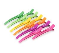 AIMIKE 12pcs Hair Clips - Styling, Sectioning, No Crease Duck Billed Clips with Silicone Band, Rainbow & Neon Colours