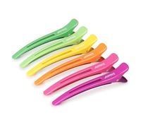 AIMIKE 6pcs Duck Billed Hair Clips with Silicone Band - No Crease Styling & Sectioning Clips, Salon Rainbow & Neon