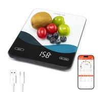 AIMILAR Bluetooth Smart Kitchen Scale 10kg/22lb - Nutrition Food Scale with App Calorie & Macro Tracker, 19+ Nutrients Analysis, USB-C Rechargeable, Tempered Glass, LED Display
