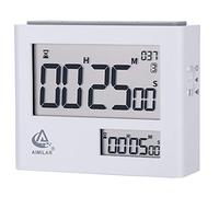 AIMILAR Dual Screen Pomodoro Timer Clock - Digital Countdown Kitchen Interval with Alarm 25, 5 Minute Adjustable Productivity for Cooking, Classroom, Teachers, Kids, Fitness, White