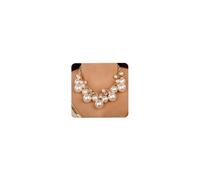 Aimimier 1920s Big Faux Pearl Strand Choker Necklace with Earrings Gold Chain Gold Beads Cluster Necklace for Women (Style 2)