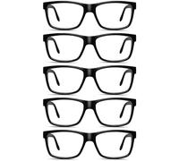 AIMISUV 5 Pack Blue Light Blocking UV Light Reading Glasses for Men and Women, Light black, 51mm