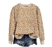 AIMITAG Fall Wildflower Sweatshirt Women Casual Long Sleeve Printed Flowers Shirts Boho Cottagecore Floral Autumn Pullover, Multicolour3, XL