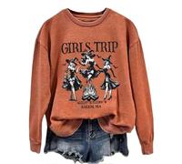 AIMITAG Girls Trip Salem Sweatshirt for Women Witches Vintage Salem Witch Shirts Time To Get Wicked Pullover, Orange2, Medium
